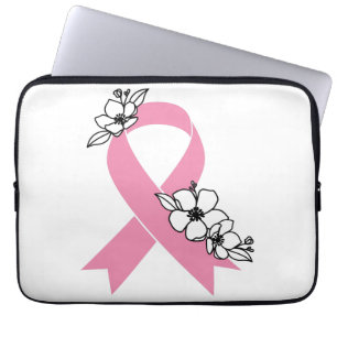 Rosa Schleife mit Blüten Laptopschutzhülle