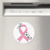 Rosa Schleife mit Blüten Magnet (In Situ (Geschirrspüler))