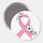 Rosa Schleife mit Blüten Magnet (Vorderseite/Rückseite)