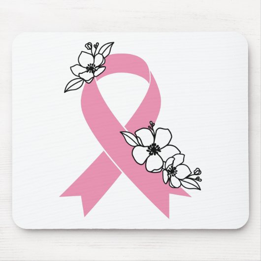 Rosa Schleife mit Blüten Mousepad (Vorne)