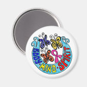 Rosa Schleife mit Schmetterlingen und Geist des Kö Magnet (Vorderseite/Rückseite)