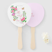 Rosa-Schleife-Monogramm-Hochzeit Fächer (Vorne und Hinten)