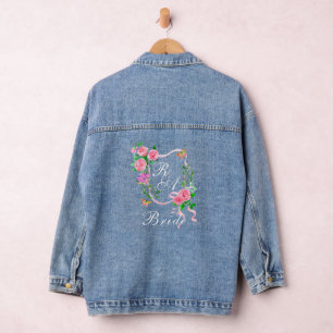 Rosa-Schleife-Monogramm-Hochzeit Jeansjacke