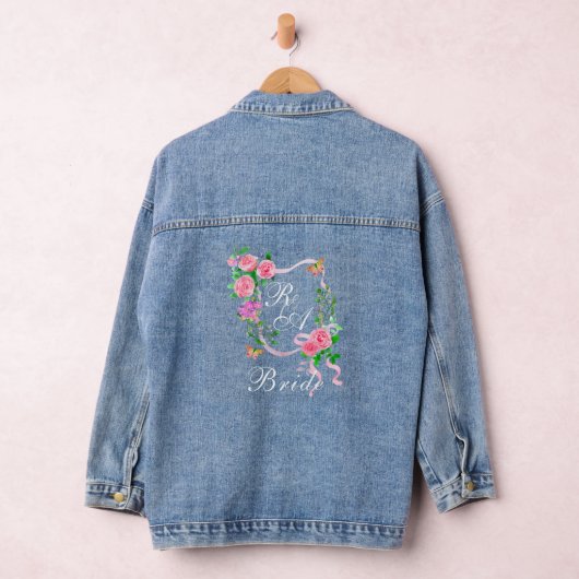Rosa-Schleife-Monogramm-Hochzeit Jeansjacke (Hangar)