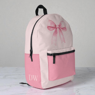 Rosa Schleife Monogramm Süß Mädchen Persönliche Mä Bedruckter Rucksack