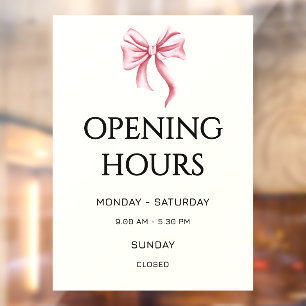 Rosa Schleife Öffnungszeiten Kleinbetrieb Fensteraufkleber