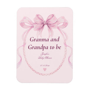 Rosa Schleife Oma und Opa werden Baby-Party Magnet