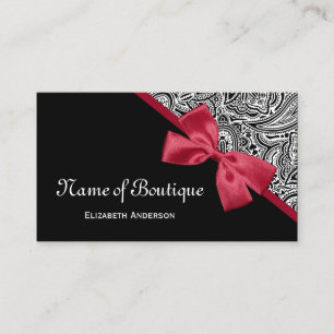 Rosa Schleife Paisley Boutique Visitenkarte