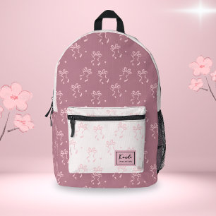 Rosa Schleife Preppy Coquette Benutzerdefinierter Bedruckter Rucksack