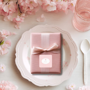 Rosa Schleife Punkte Baby Shower Baby Mädchen Coqu Quadratischer Aufkleber