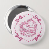 Rosa Schleife Retro Herz Coquette Torte Brautparty Button (Vorne & Hinten)