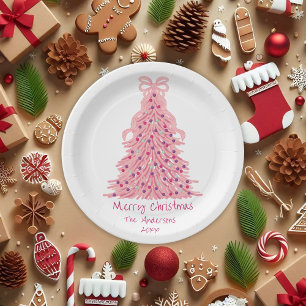 Rosa Schleife Rosa Weihnachtsbaum Pappteller