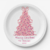 Rosa Schleife Rosa Weihnachtsbaum Pappteller (Vorderseite)