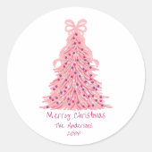 Rosa Schleife Rosa Weihnachtsbaum Runder Aufkleber (Vorderseite)