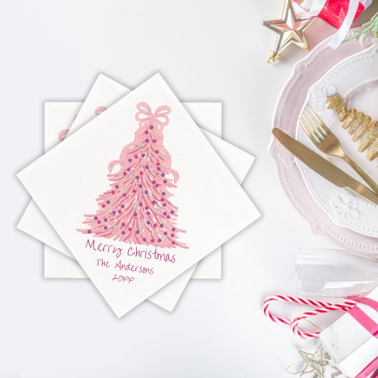 Rosa Schleife Rosa Weihnachtsbaum Serviette