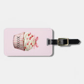 Rosa Schleife Rote Herzen Cupcake Gepäckanhänger (Vorderseite horizontal)