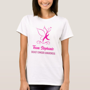 Rosa Schleife Schmetterling Brustkrebs Unterstützu T-Shirt