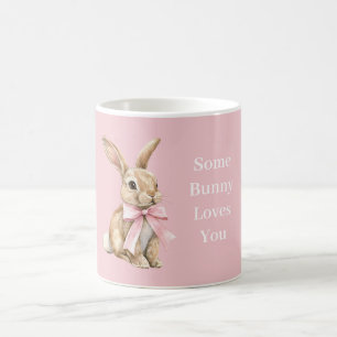 Rosa Schleife Some Bunny liebt dich Kaffeetasse