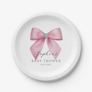 Rosa Schleife Süße Babyparty  Pappteller