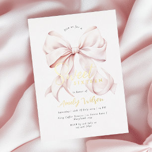 Rosa Schleife Sweet 16 Mädchen Folien-Einladung Folieneinladung