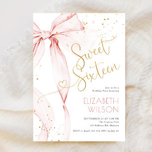 Rosa Schleife Sweet Sixteen Geburtstagseinladung Einladung