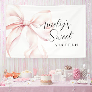 Rosa Schleife Sweet Sixteen Geburtstagsrückwand Banner