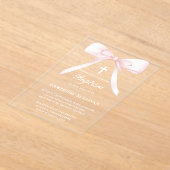 Rosa Schleife | Taufe Acryleinladungen (Ablage )