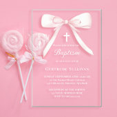 Rosa Schleife | Taufe Acryleinladungen