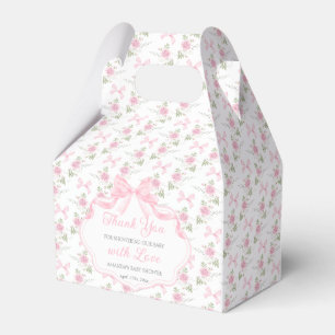Rosa Schleife Toile De Jouy Mädchen Baby Shower Geschenkschachtel