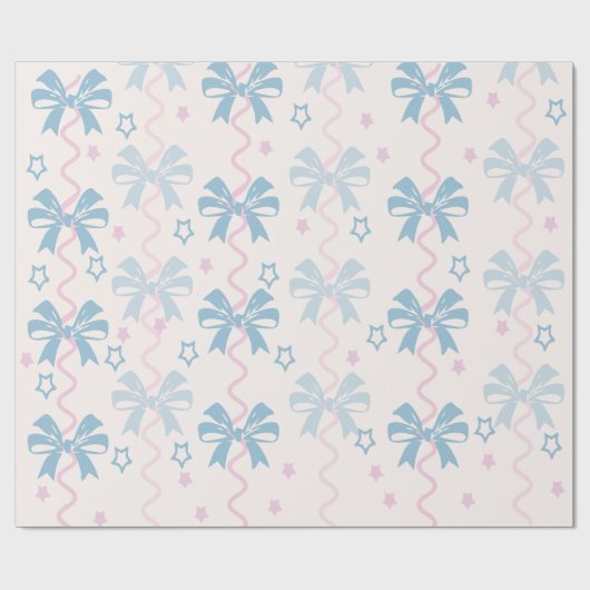 Rosa Schleife und blaue Schleife Geschenkpapier (Flach)