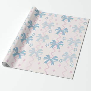 Rosa Schleife und blaue Schleife Geschenkpapier