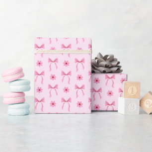 Rosa Schleife und Blumenmuster Geschenkpapier Roll