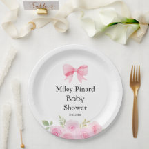 Rosa Schleife und florale Babyparty
