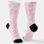 Rosa Schleife und Herz Socken (Gewinkelt)