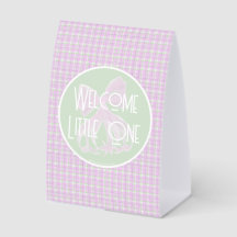 Rosa Schleife und karierte Welcome Little One Baby