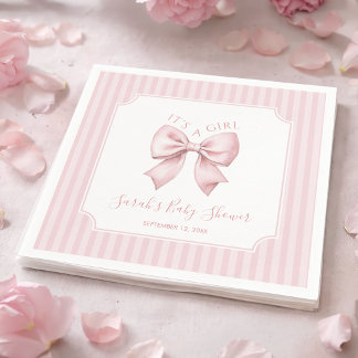 Rosa Schleife und Streifen Coquette Mädchen Baby-P Serviette