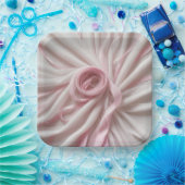 Rosa Schleife und Tulle Abstrakt Pappteller (Party)