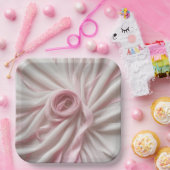 Rosa Schleife und Tulle Abstrakt Pappteller (Party)