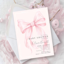 Rosa Schleife Wasserfarben Mädchen Baby Shower