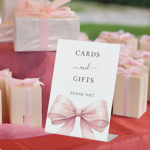 Rosa Schleife weiße Karten Geschenke Schild