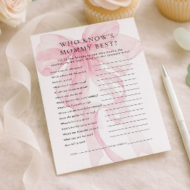 Rosa Schleife Wer kennt Mama am besten Baby Shower Einladung