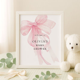 Rosa Schleife Willkommen zur Babyparty Poster