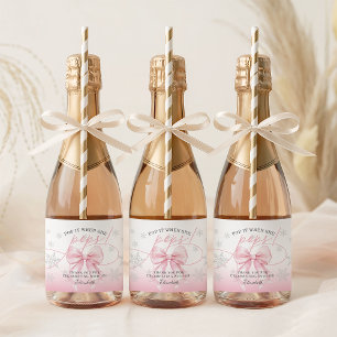 Rosa Schleife Winter Baby Knallkörper Wenn sie kna Schaumweinetikett