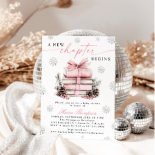 Rosa Schleife Winter-Baby-Party - Ein neues Kapite Einladung