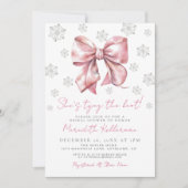 Rosa Schleife Winter Hochzeitsdusche Einladung (Vorderseite)