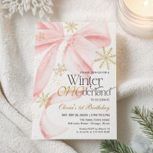 Rosa Schleife Winter Onederland 1. Geburtstag