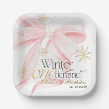 Rosa Schleife Winter Onederland 1. Geburtstag