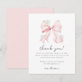 Rosa Schleife Winter Schneeflocke Baby Shower Mitteilungskarte
