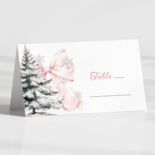 Rosa Schleife Winter-Tisch-Platzkarte  Platzkarte