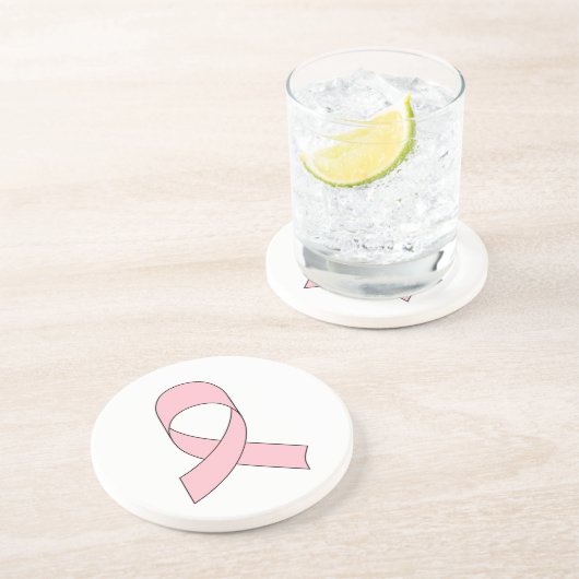 Rosa Schleife Zeichnend Sandstein Untersetzer (Seite)